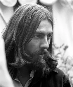 George Harrison of the Beatles pictured amongst the Buddhist American group George Harrison of the Beatles pictured amongst the Buddhist American group