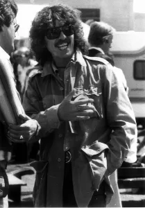 George Harrison at Silverstone watching the British Grand Prix, Silverstone July 1977 George Harrison at Silverstone watching the British Grand Prix, Silverstone July 1977