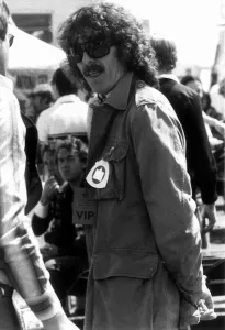 George Harrison at Silverstone watching the British Grand Prix, Silverstone July 1977 George Harrison at Silverstone watching the British Grand Prix, Silverstone July 1977