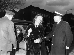 George Harrison and wife Patti Boyd arrive at the memorial service for Beatles manager George Harrison and wife Patti Boyd arrive at the memorial service for Beatles manager