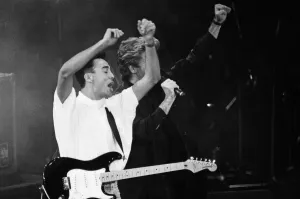 George Michael and Andrew Ridgeley performing at the Stand by Me George Michael and Andrew Ridgeley performing at the Stand by Me