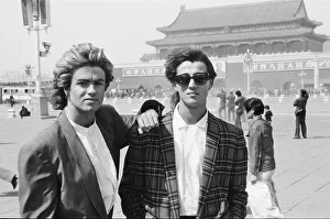 George Michael (left) and Andrew Ridgeley (right) from Wham ! in China. 1985 George Michael (left) and Andrew Ridgeley (right) from Wham ! in China. 1985