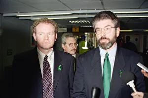Gerry Adams and Martin McGuinness arriving in London Heathrow on their way to Westminster Gerry Adams and Martin McGuinness arriving in London Heathrow on their way to Westminster
