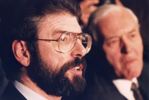 Gerry Adams and Tony Benn at House of Commons press conference - November 1994 Gerry Adams and Tony Benn at House of Commons press conference - November 1994