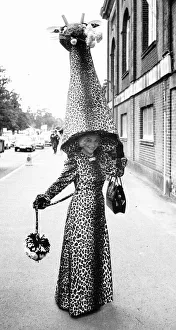Gertrude Shilling in giraffe hat at Royal Ascot in 1971 Seventies fashion Gertrude Shilling in giraffe hat at Royal Ascot in 1971 Seventies fashion