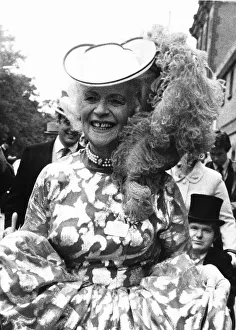 Gertrude Shilling in ostrich feather hat at Royal Ascot June 1980 Gertrude Shilling in ostrich feather hat at Royal Ascot June 1980