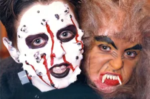 Ghouls Tristan and Ashleigh Laidlaw practice for Halloween decked in make-up in October Ghouls Tristan and Ashleigh Laidlaw practice for Halloween decked in make-up in October