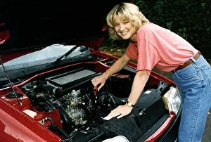 Gillian Taylforth actress Eastenders star looking under bonnet of a Citroen diesel prior Gillian Taylforth actress Eastenders star looking under bonnet of a Citroen diesel prior