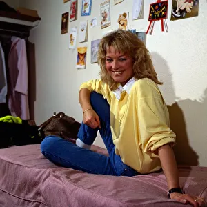 Gillian Taylforth sitting on bed November 1987 Gillian Taylforth sitting on bed November 1987