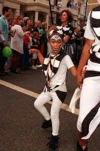A girl dances at the notting hill carnival in London A girl dances at the notting hill carnival in London