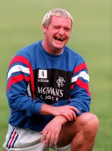 Glasgow Rangers footballer Paul Gascoigne in happy mood during a training session Glasgow Rangers footballer Paul Gascoigne in happy mood during a training session