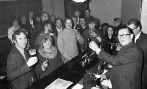 Glasses are raised in a farewell toast to The Vine at Lozells, Birmingham Glasses are raised in a farewell toast to The Vine at Lozells, Birmingham