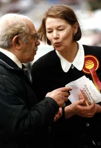 Glenda Jackson actress Labour MP for Hampstead campaigning for an election Glenda Jackson actress Labour MP for Hampstead campaigning for an election