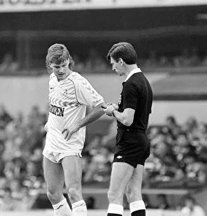 Glenn Hoddle being booked during the Manchester United vs Tottenham Hotspur League Glenn Hoddle being booked during the Manchester United vs Tottenham Hotspur League
