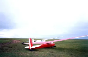 Gliders at Northumbria Gliding Club grounded on the air field in February 1995 Gliders at Northumbria Gliding Club grounded on the air field in February 1995