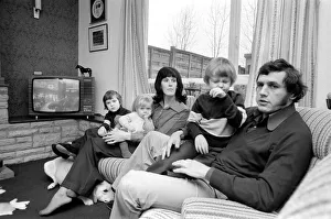 Gloucester prop Mike Burton with wife Pat and children. January 1975 75-00341 Gloucester prop Mike Burton with wife Pat and children. January 1975 75-00341