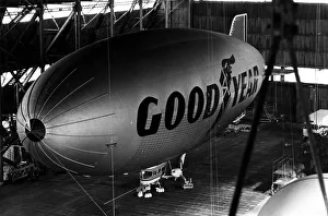 The Goodyear Europa airship in the hangar at RAF Cardington formerly the Royal Airship The Goodyear Europa airship in the hangar at RAF Cardington formerly the Royal Airship