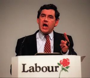 Gordon Brown MP and shadow chancellor speaking at the Labour Party Conference at Gordon Brown MP and shadow chancellor speaking at the Labour Party Conference at