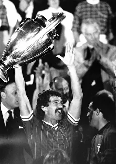 Graeme Souness of Liverpool holds European Cup 1984 after beating Roma 4-2 after Graeme Souness of Liverpool holds European Cup 1984 after beating Roma 4-2 after