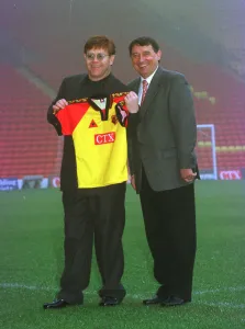 Graham Taylor Watford Football Club December 1998 Football Manager with Sir Elton Graham Taylor Watford Football Club December 1998 Football Manager with Sir Elton