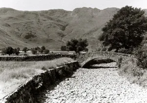 Great Langdale Beck runs empty during the long drought in the summer of 1976 in the Lake Great Langdale Beck runs empty during the long drought in the summer of 1976 in the Lake