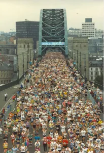 The Great North Run 19 September 1993 - The masses of runners pour over the Tyne Bridge The Great North Run 19 September 1993 - The masses of runners pour over the Tyne Bridge