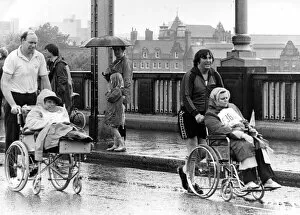 Images Dated 27th June 1982: The Great North Run 27 June 1982 - Wheelchair contestants make their way across the Tyne