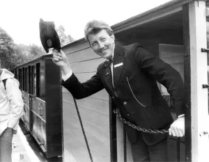 Guard Richard Graham at South Tynedale Railway on 26th May 1984 Guard Richard Graham at South Tynedale Railway on 26th May 1984