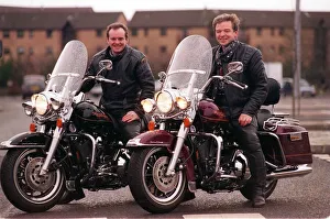 Two guys on Harley Davidson bikes February 1998 Two guys on Harley Davidson bikes February 1998