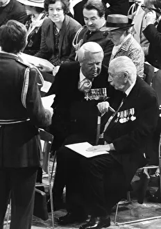 Harold MacMillan former Prime Minister talks to Edward Ted Heath former Prime Minister at Harold MacMillan former Prime Minister talks to Edward Ted Heath former Prime Minister at