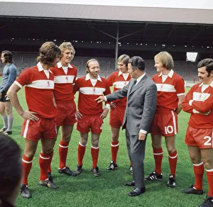 Harold Shepherdson (England and Middlesbrough trainer) talks with the Brough players Harold Shepherdson (England and Middlesbrough trainer) talks with the Brough players