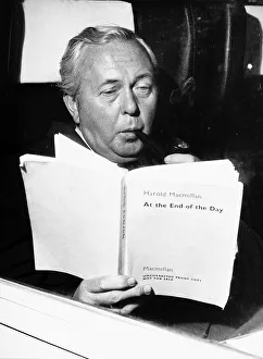 Harold Wilson British Prime Minister reading a proof of the book At the End of the Day Harold Wilson British Prime Minister reading a proof of the book At the End of the Day
