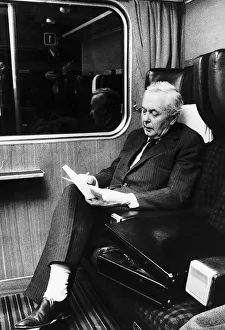 Harold Wilson MP on his way to Wakefield by train February 1974 Harold Wilson MP on his way to Wakefield by train February 1974