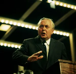 Harold Wilson seen here wiping his brow whilst delivering his speech to conference Harold Wilson seen here wiping his brow whilst delivering his speech to conference