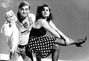 Harry Enfield as character Loadsamoney with his video girlfriend plasterer Fiona Riley Harry Enfield as character Loadsamoney with his video girlfriend plasterer Fiona Riley