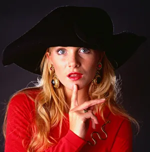 Hat Fashion Model wears black velvet hat November 1989 Hat Fashion Model wears black velvet hat November 1989