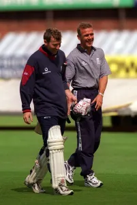 Headingley August 1998 Mike Atherton England Cricket Player LEFT with Alec Stewart Headingley August 1998 Mike Atherton England Cricket Player LEFT with Alec Stewart