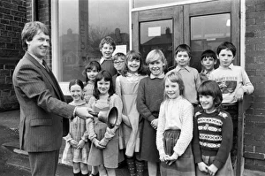 Headmaster Mr Paul Hussey rings the bell for the last time at Upper Whitley First School Headmaster Mr Paul Hussey rings the bell for the last time at Upper Whitley First School