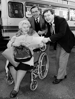 Health Secretary Norman Fowler (centre) sees off Mrs Eva Barnes at the start of a Health Secretary Norman Fowler (centre) sees off Mrs Eva Barnes at the start of a