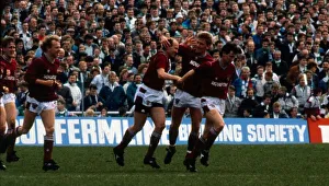 Hearts players celebrate Eamonn Bannon goal April 1989 Hearts players celebrate Eamonn Bannon goal April 1989