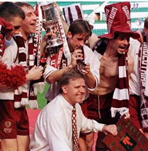 Hearts Scottish Cup celebrations 16th May 1998 Celtic Park Glasgow Hearts players Hearts Scottish Cup celebrations 16th May 1998 Celtic Park Glasgow Hearts players