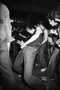 Heavy Metal music fans enjoying a night out. 1981 Heavy Metal music fans enjoying a night out. 1981