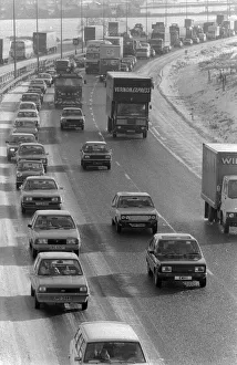 Heavy traffic on the M6 around Birmingham. 29th January 1979 Heavy traffic on the M6 around Birmingham. 29th January 1979