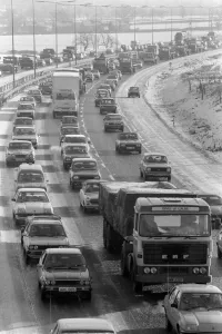 Heavy traffic on the M6 around Birmingham. 29th January 1979 Heavy traffic on the M6 around Birmingham. 29th January 1979