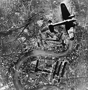 A Heinkel 111 bomber aircraft of the German Luftwaffe flies over Tower Bridge A Heinkel 111 bomber aircraft of the German Luftwaffe flies over Tower Bridge