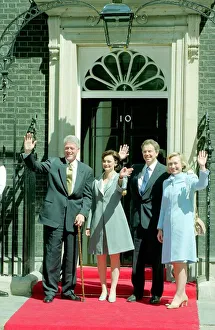 Bill and Hilary Clinton visit Tony and Cherie Blair at 10 Downing Street. May 1997 Bill and Hilary Clinton visit Tony and Cherie Blair at 10 Downing Street. May 1997