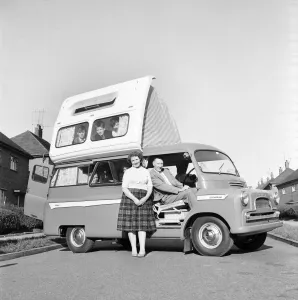 Camping in a 1960s Dormobile Camper Van Art Prints, Posters