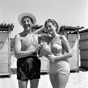 Holidays: Couples enjoying the beach on Corsica. August 1957 A503a-007 Holidays: Couples enjoying the beach on Corsica. August 1957 A503a-007