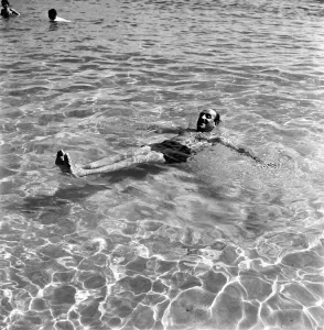 Holidays: Man enjoying the beach on Corsica. August 1957 A503a-009 Holidays: Man enjoying the beach on Corsica. August 1957 A503a-009