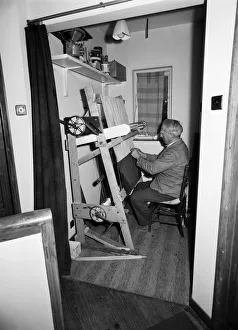 Home Loom: Weavers operating a home loom. 1954 A29 Home Loom: Weavers operating a home loom. 1954 A29